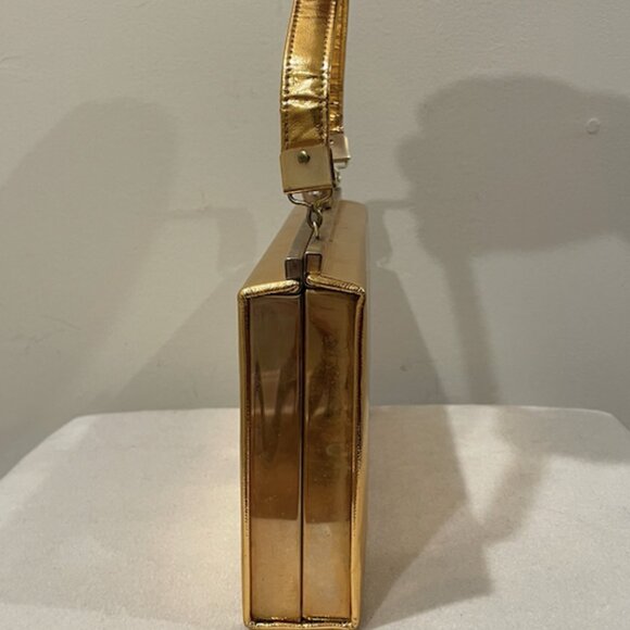 Vintage Tyrolean Metallic Gold Rhinestone Lucite Bag c1960s - Picture 2 of 8